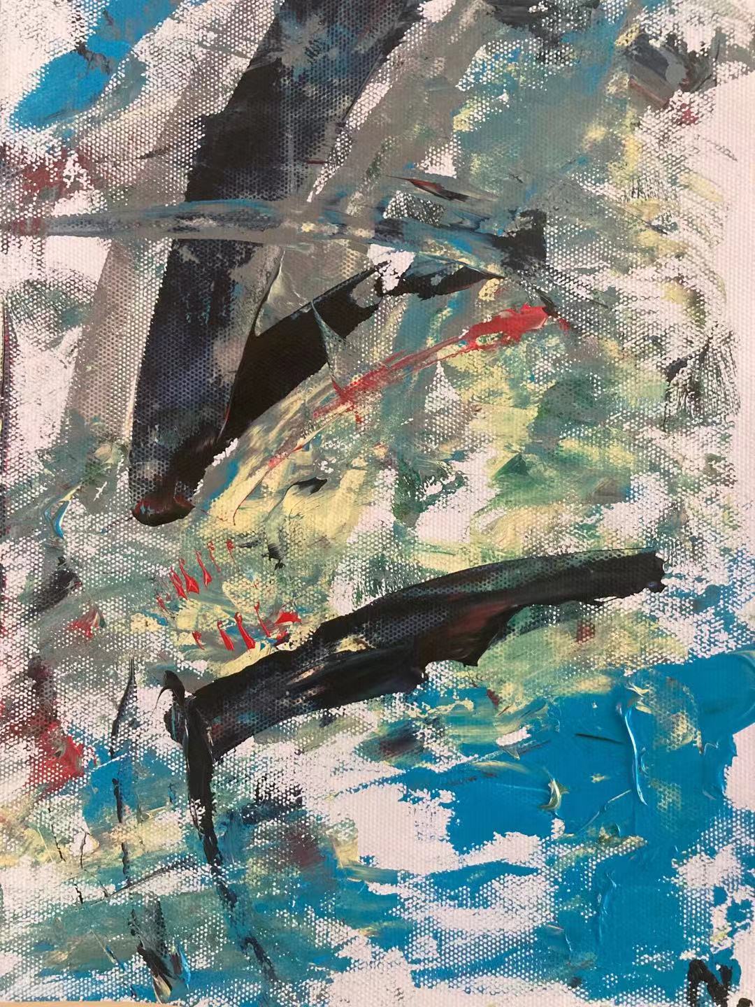6、38x56cm纸本丙烯《枪》