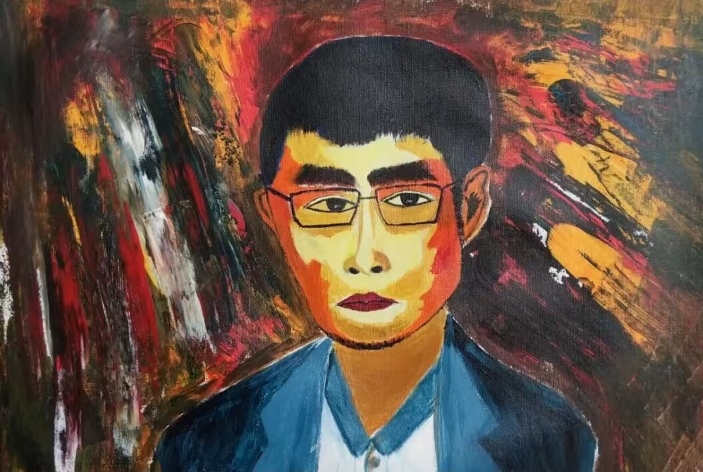 北岛肖像画（花语  绘）